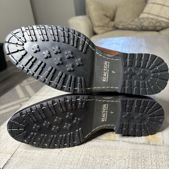 Kenneth Cole Reaction Men’s Boot Brewster Combat Leather Lace Up Brown Size 7 - Picture 7 of 9